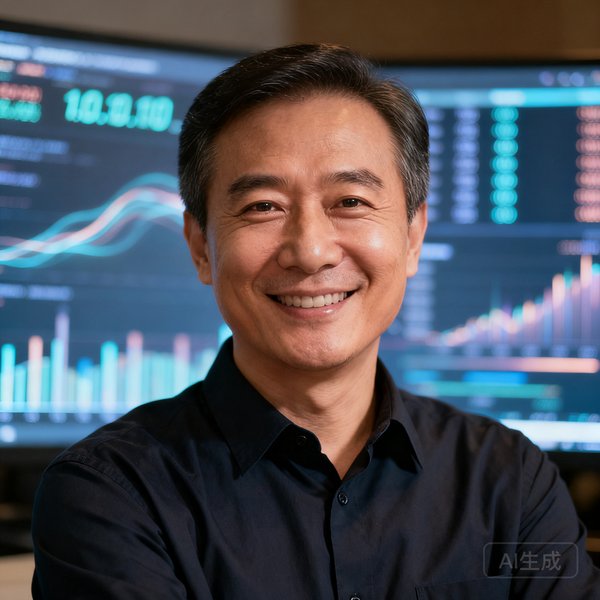 蚂蚁体育创始人李明，中年男性，身着深色衬衫，面带自信微笑，背后是实时数据大屏的柔和光晕